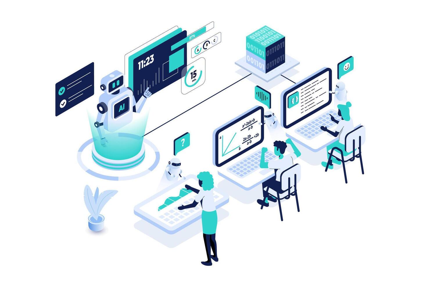 AI technology in modern workplace illustration vector