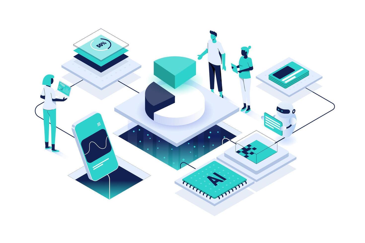AI technology and digital interaction illustration vector