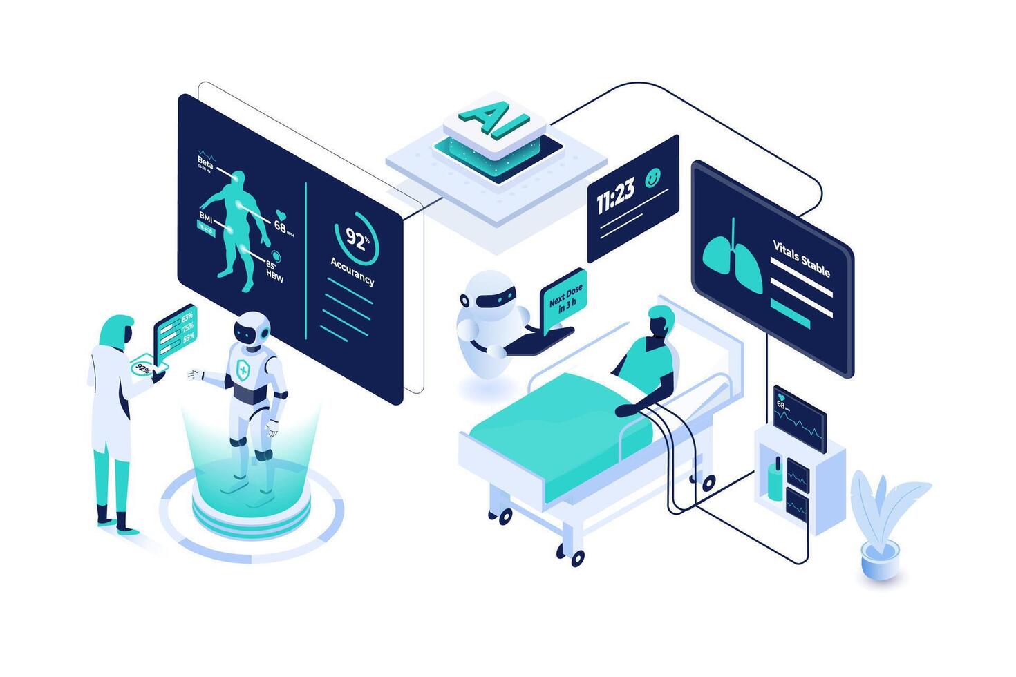 AI technology in healthcare illustration vector