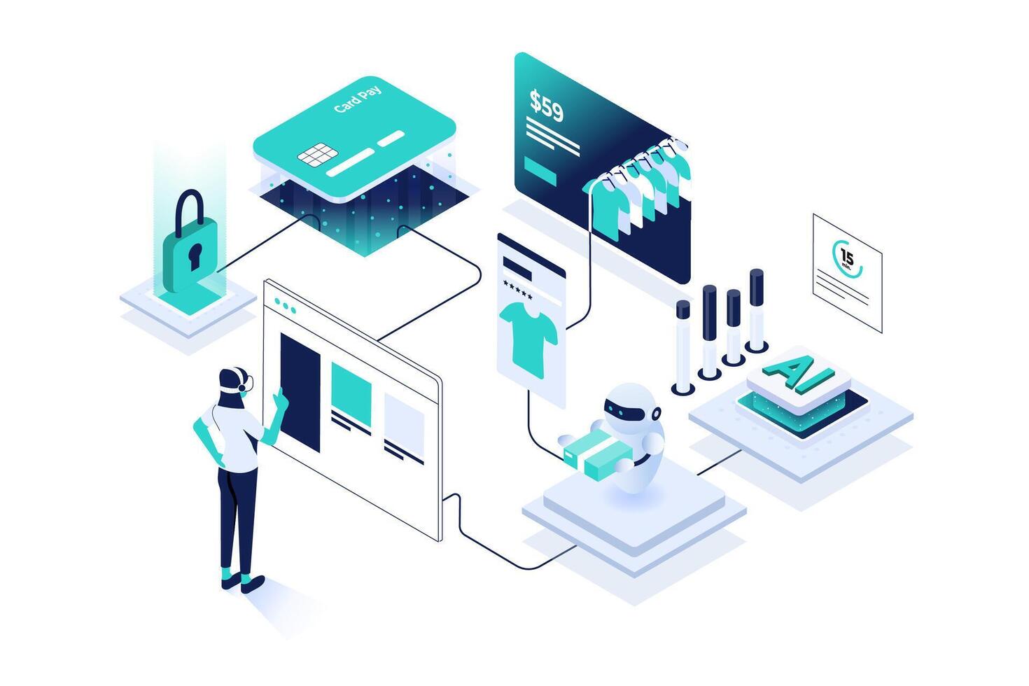 E-commerce technology illustration vector
