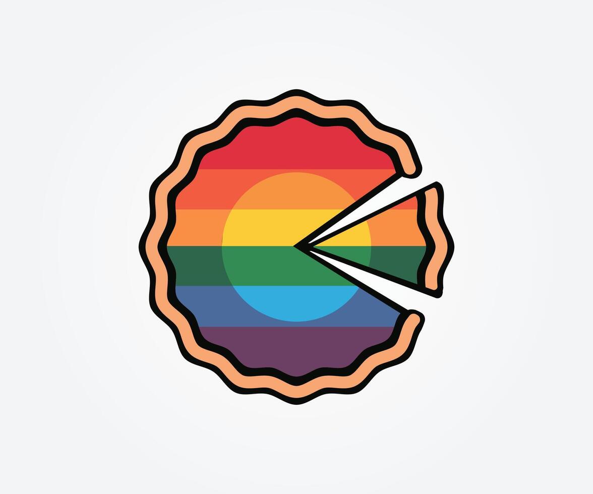 piece of pie illustration, a rainbow flag with a slice of pie in the middle vector