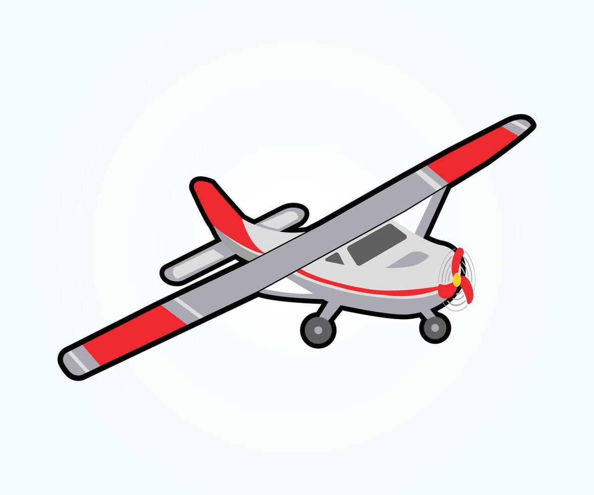 propeller airplane illustration, a small airplane with red and white stripes vector