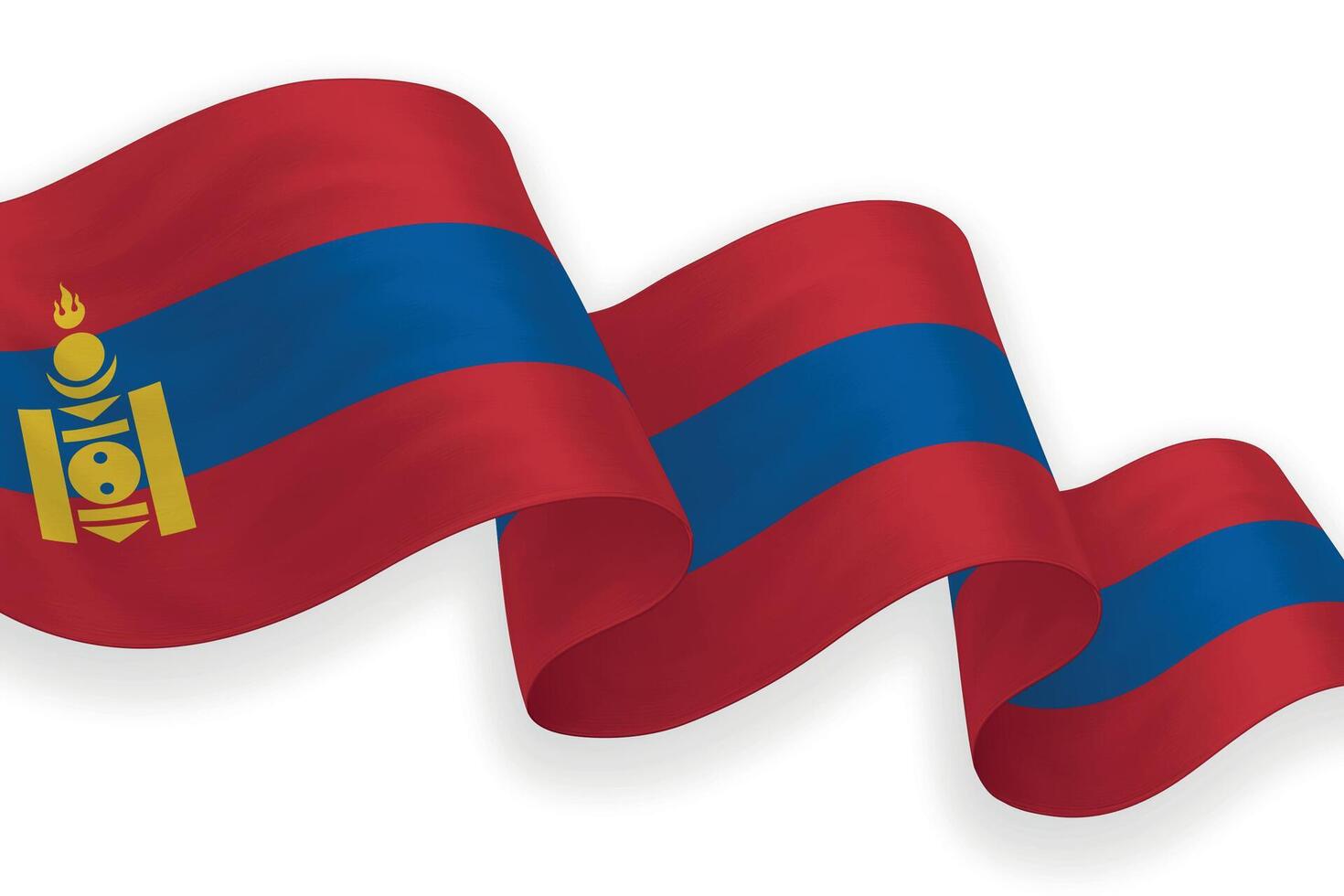 Mongolia national flag waving on white background vector
