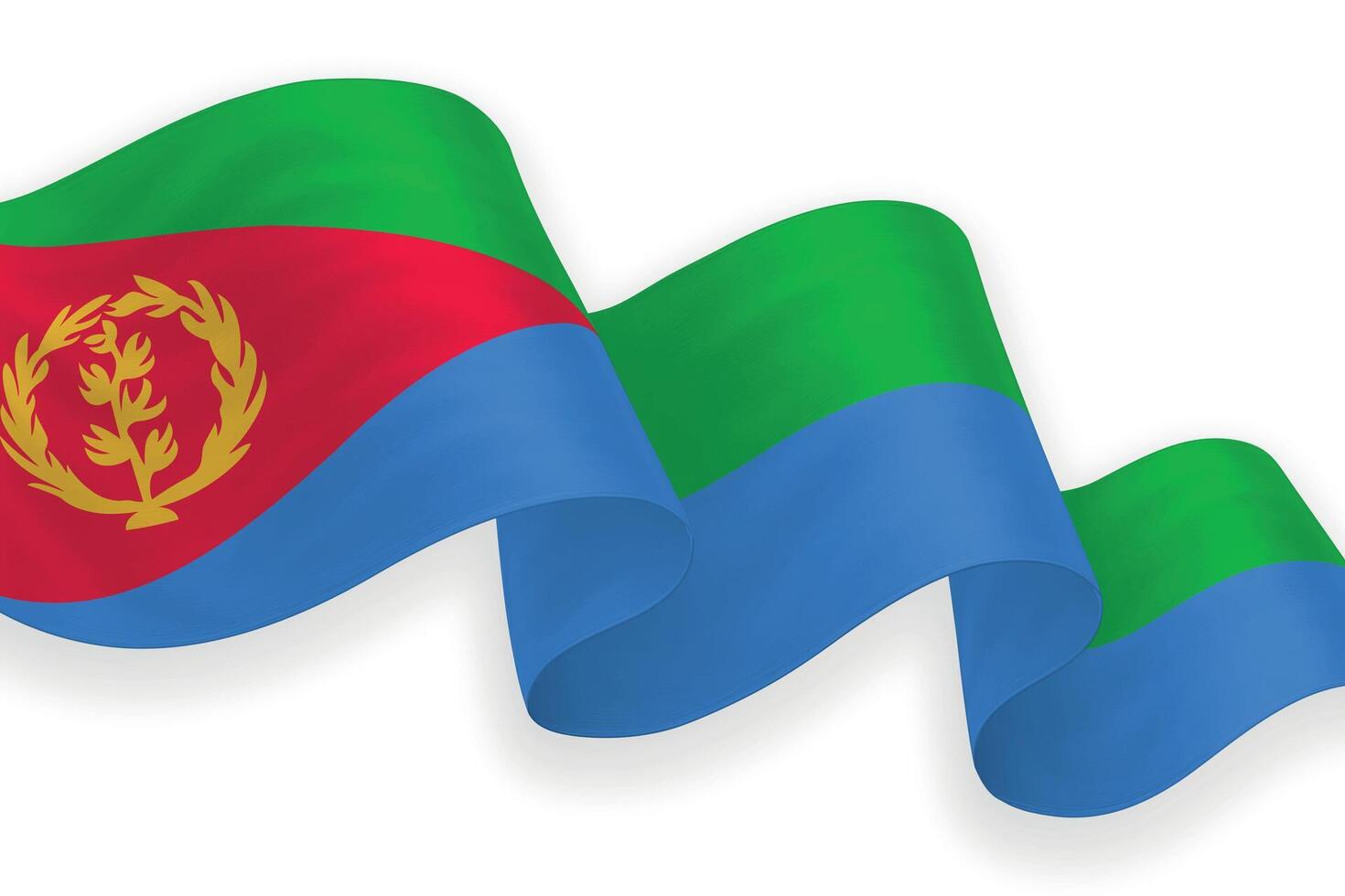 Eritrea national flag waving on white background vector