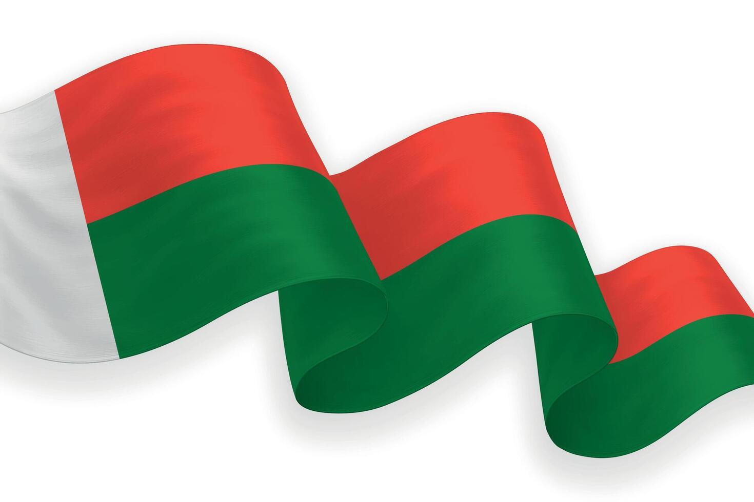Madagascar national flag waving on white background vector