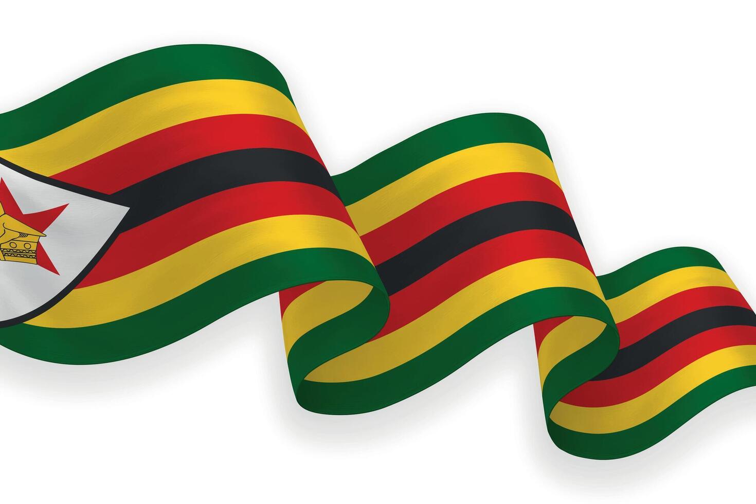 Zimbabwe national flag waving on white background vector