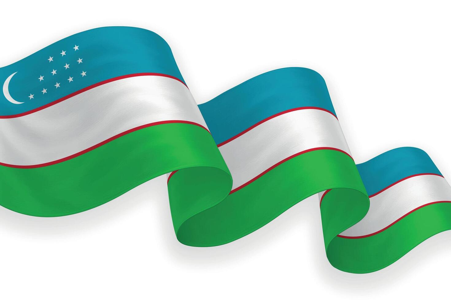 Uzbekistan national flag waving on white background vector