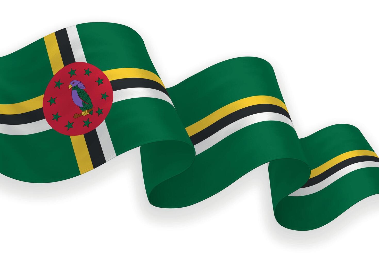 Dominica national flag waving on white background vector