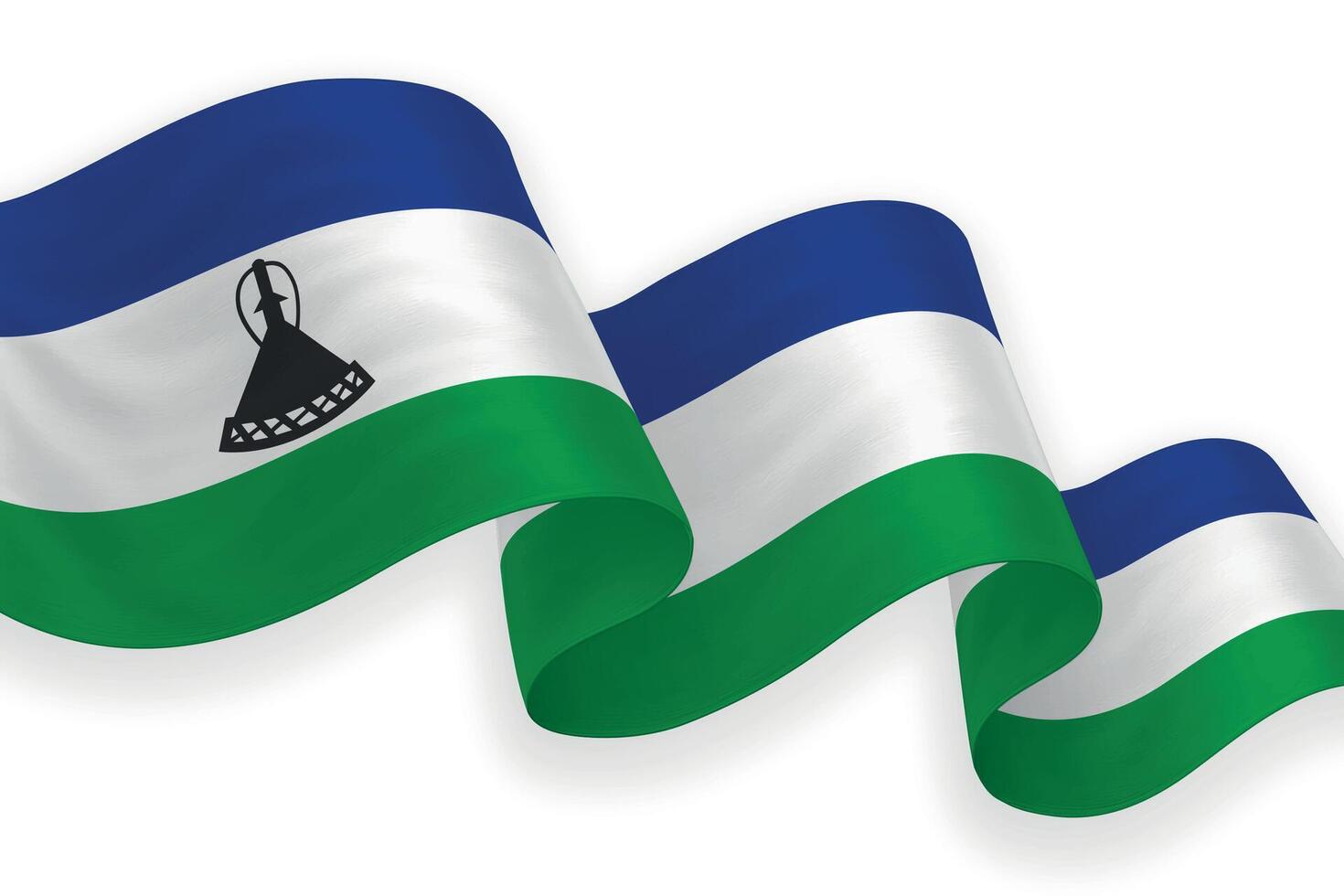 Lesotho national flag waving on white background vector
