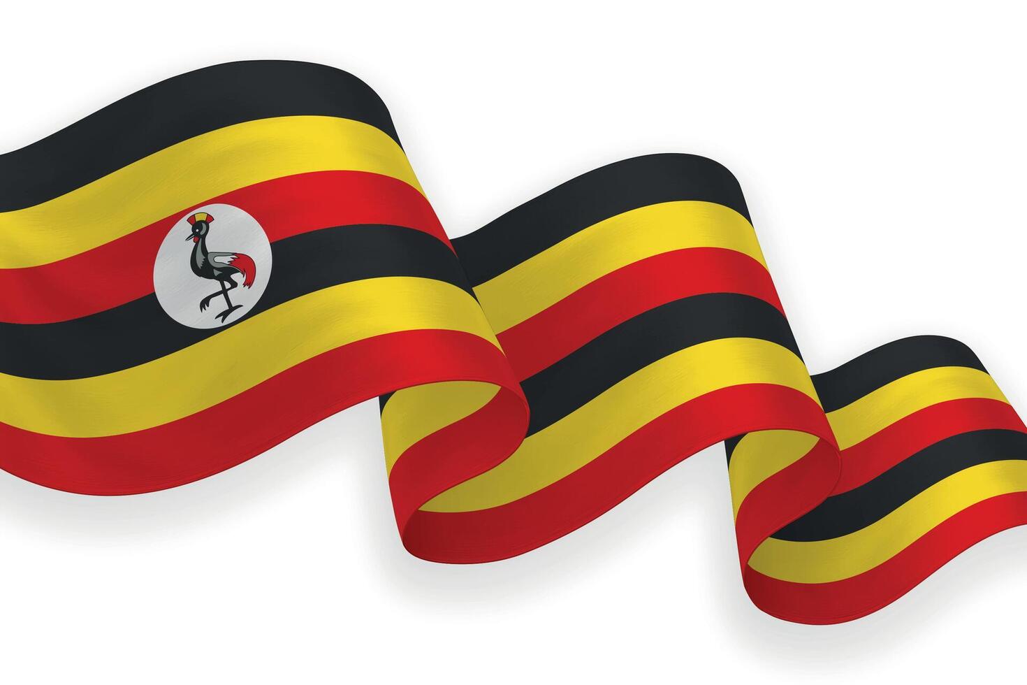 Uganda national flag waving on white background vector