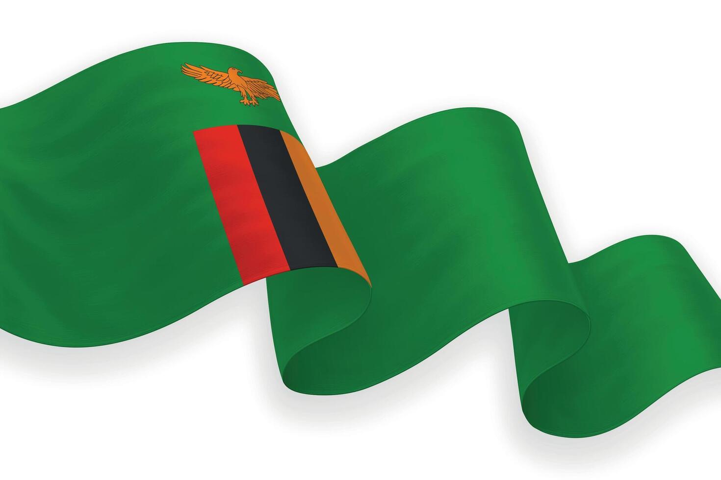 Zambia national flag waving on white background vector