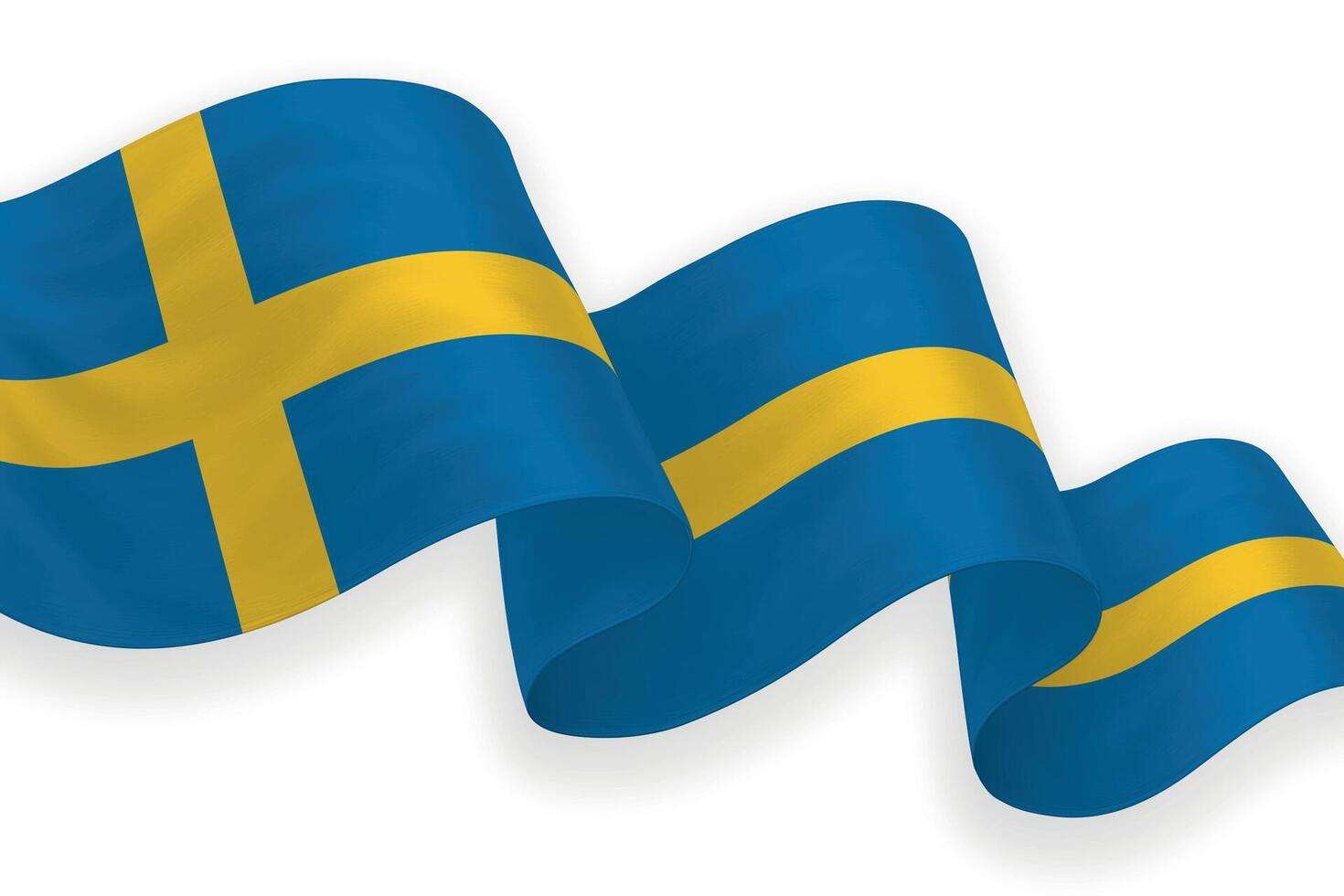 Sweden national flag waving on white background vector