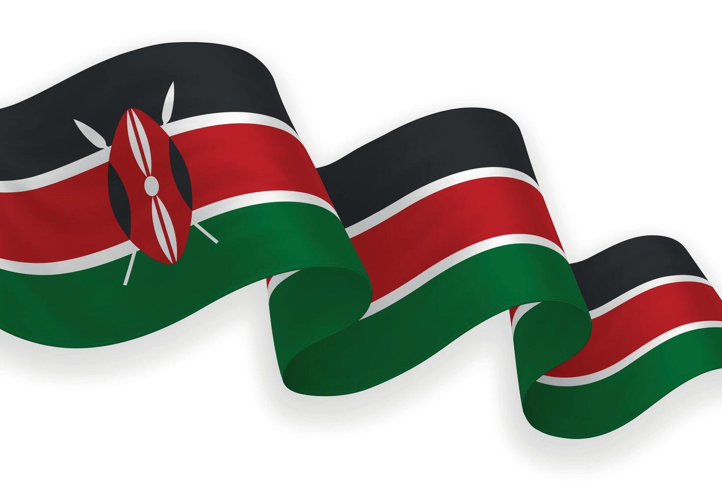 Kenya national flag waving on white background vector