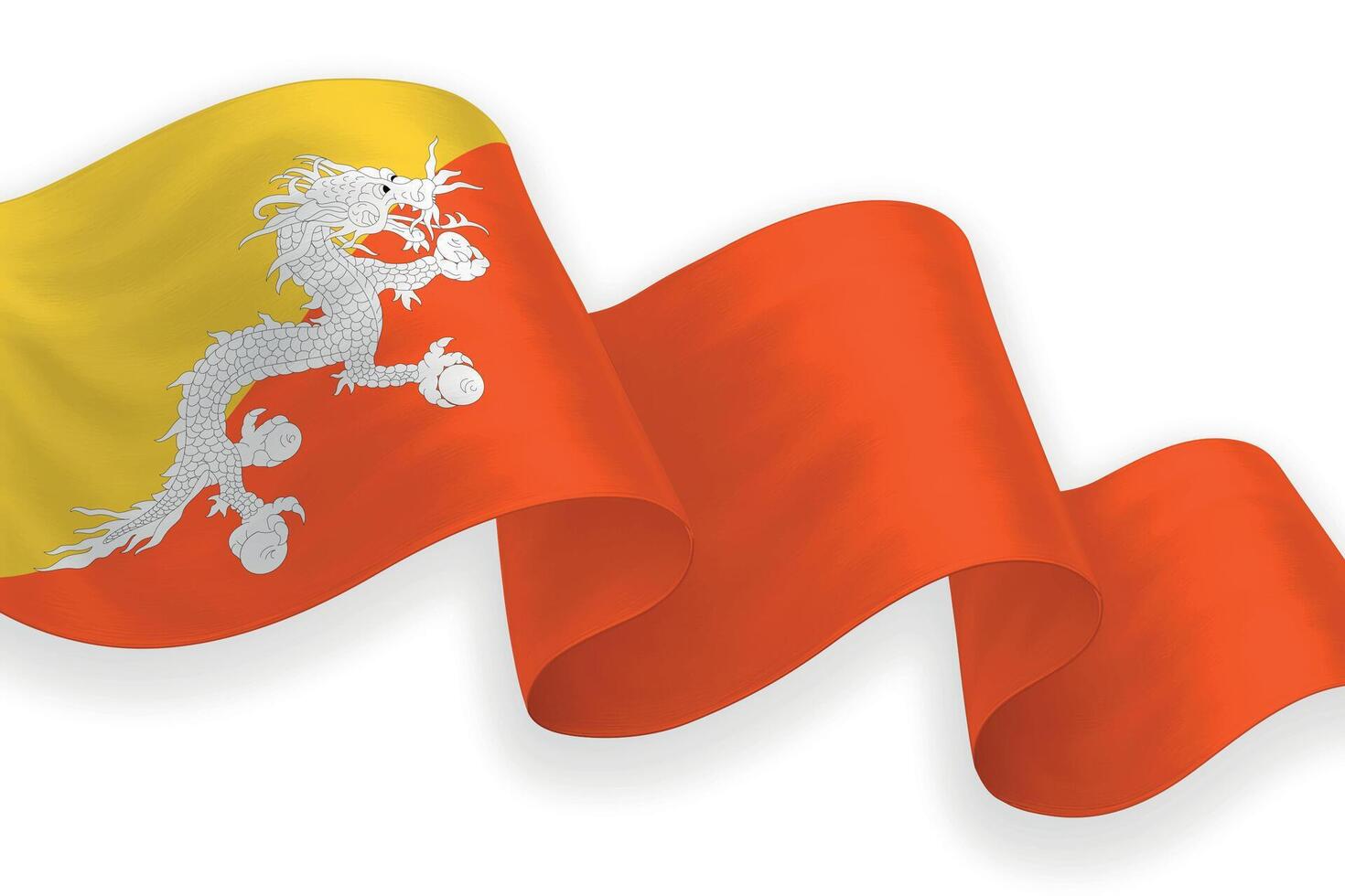 Bhutan national flag waving on white background vector