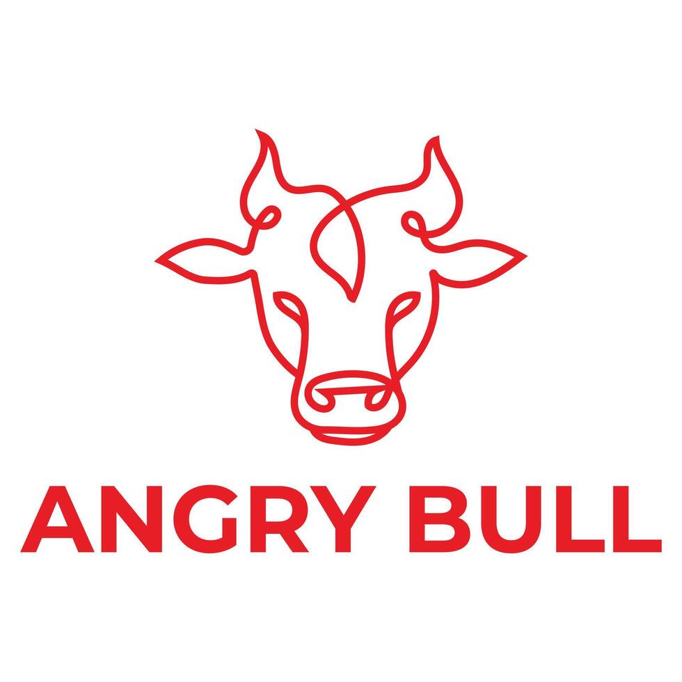 abstract angry bull flat minimalist logo design vector