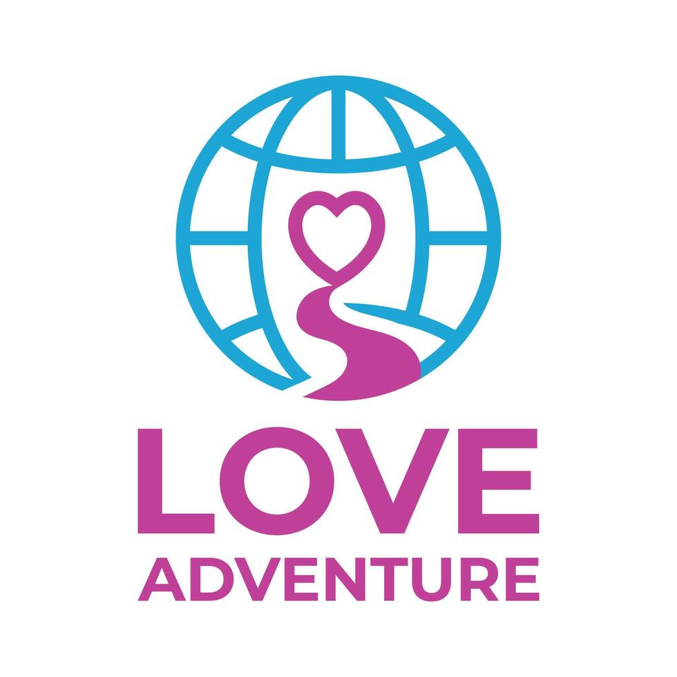 love travel adventure flat minimalist logo design vector