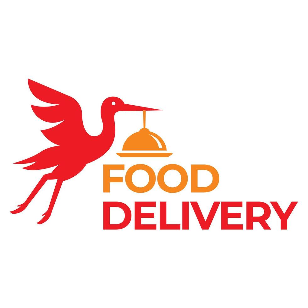 bird food delivery flat minimalist logo design vector