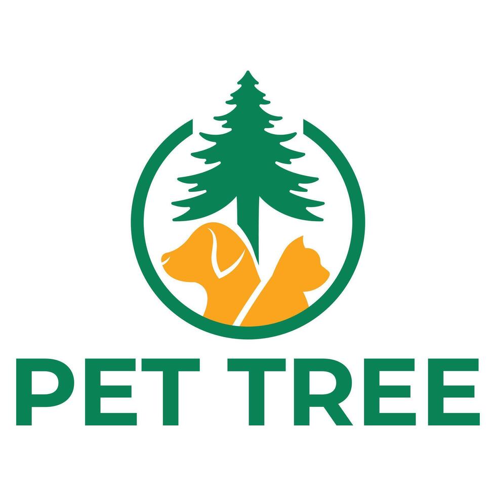 pet tree flat minimalist logo design vector