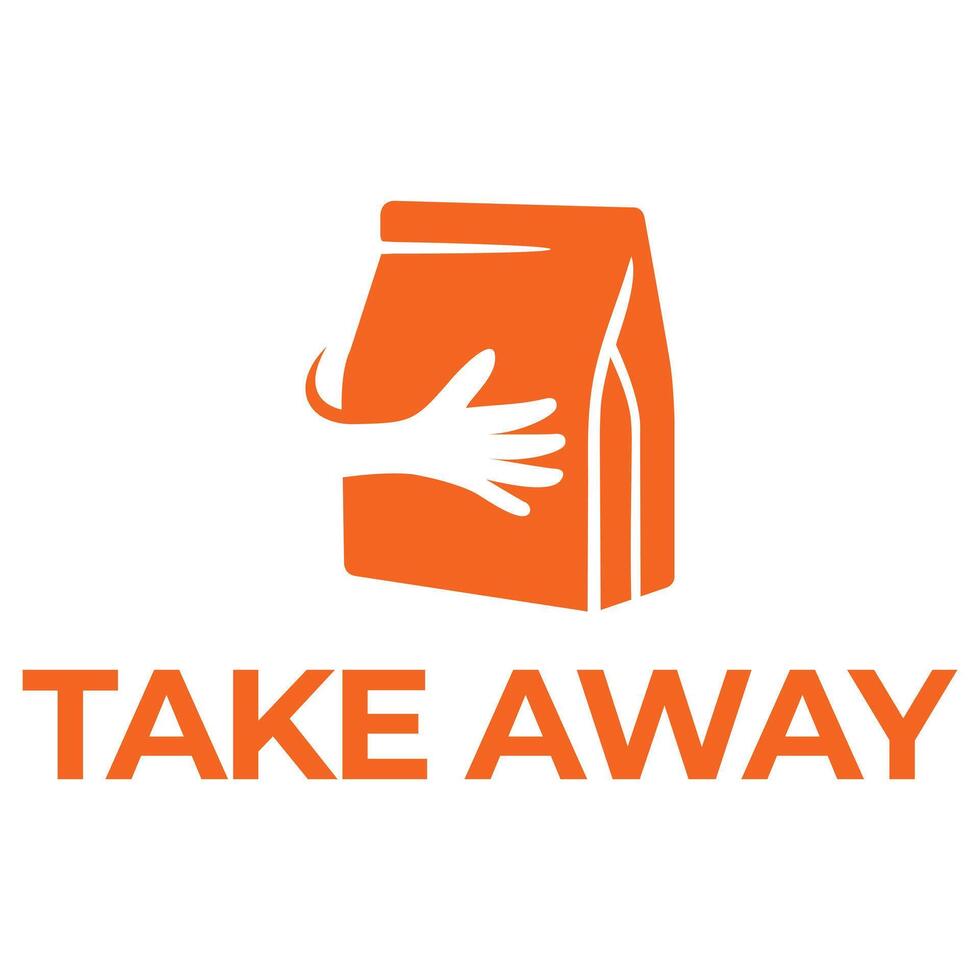 take away flat minimalist logo design vector