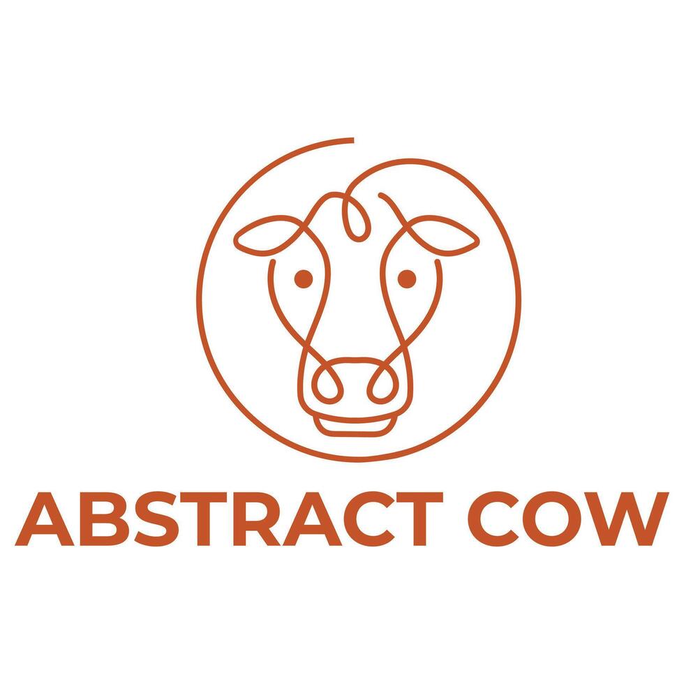 abstract cow head outline art flat minimalist logo design vector