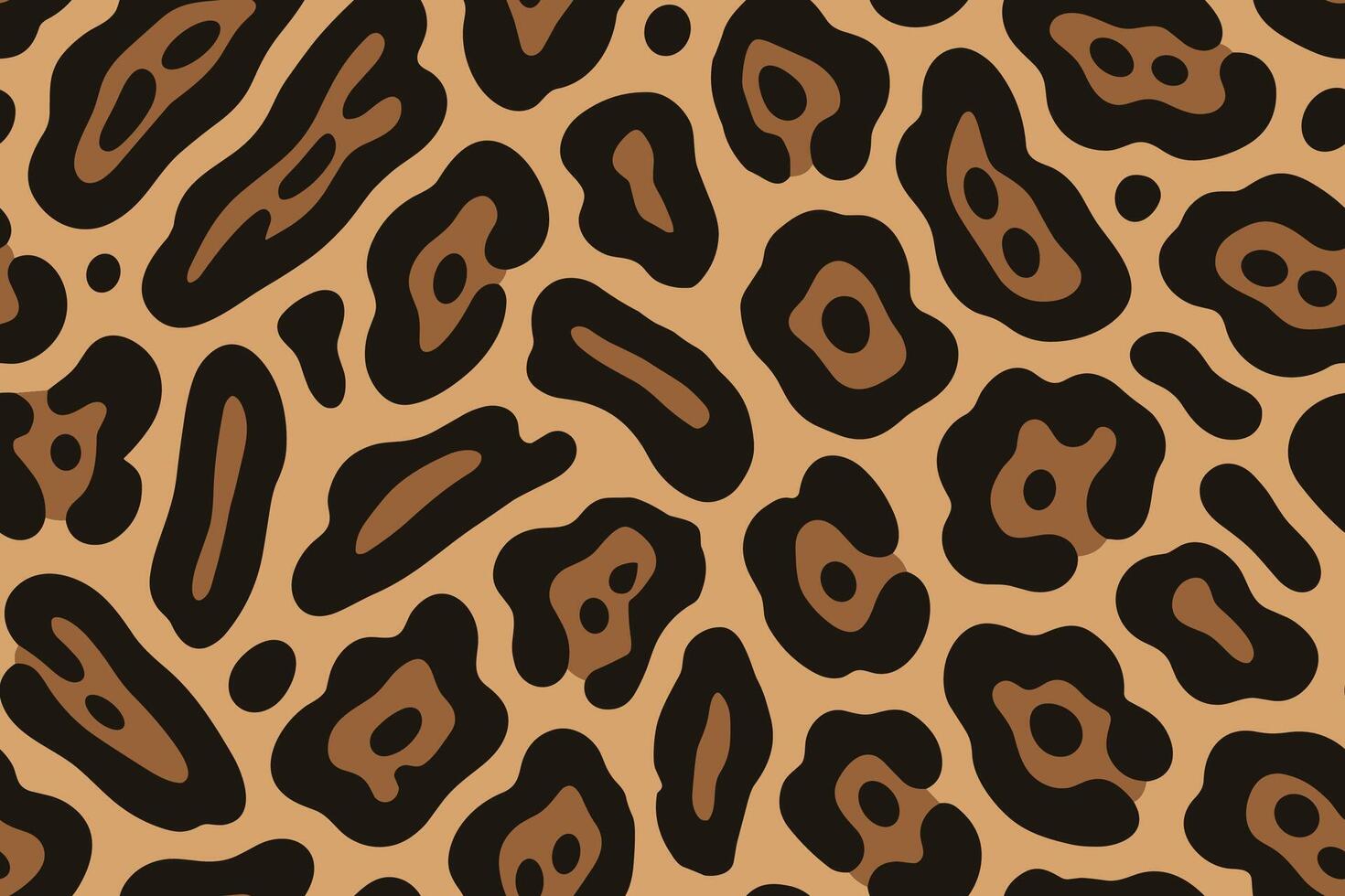 Seamless Margay Print with Elongated Brown-Centered Spots vector