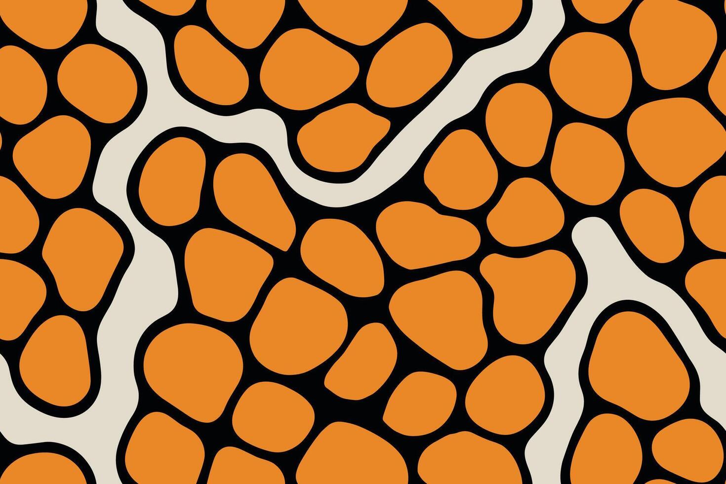 Seamless Clownfish Inspired Orange Pattern with Cream and Black Outlines vector