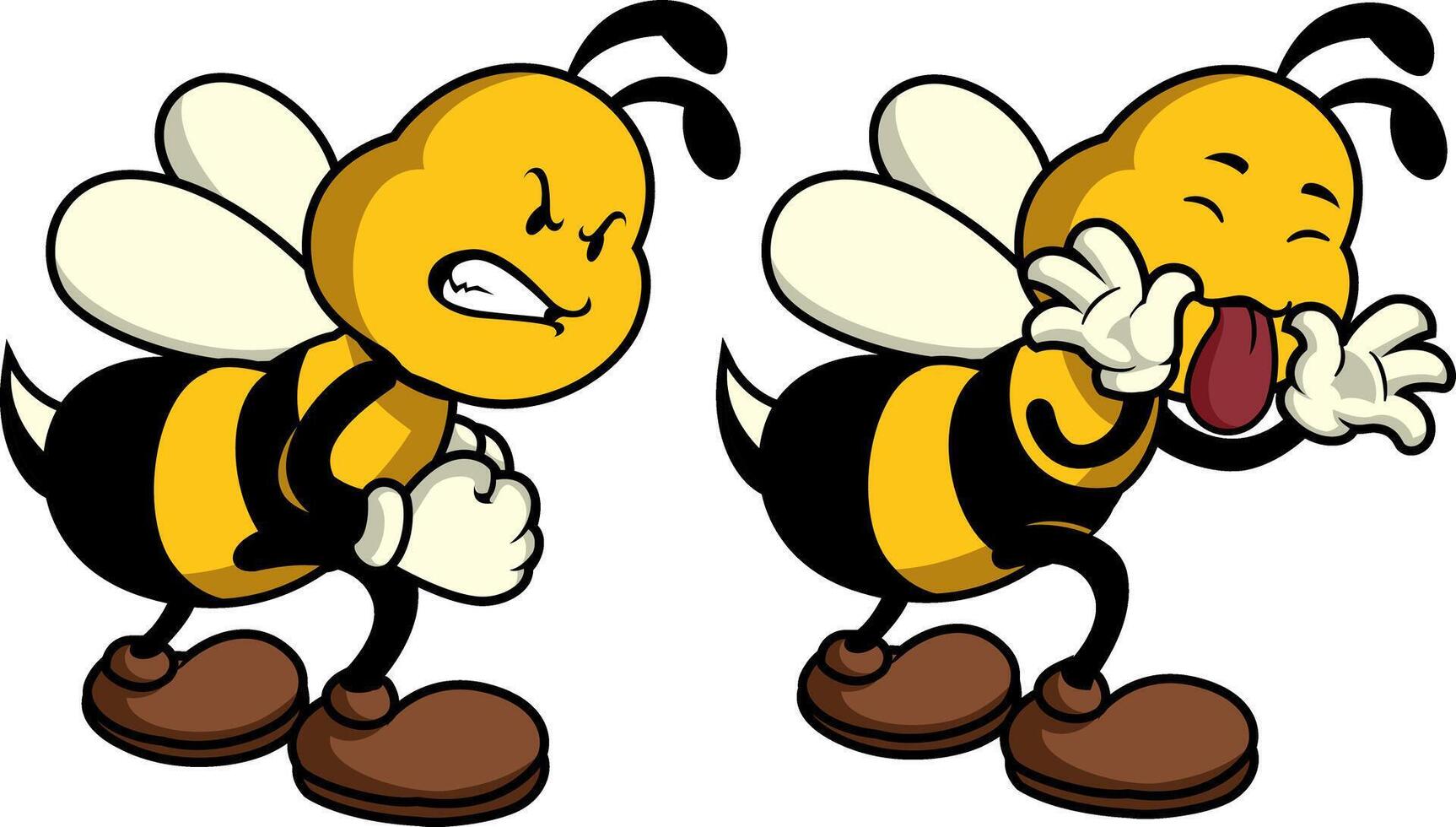 Cartoon bee with expressive emotions vector