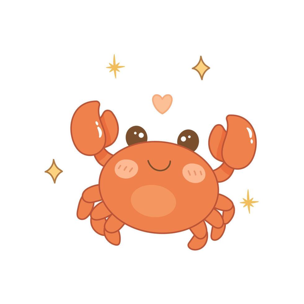 Cancer zodiac sign with cute smiling crab vector