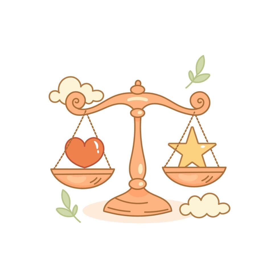 Libra zodiac sign with balanced heart and star vector