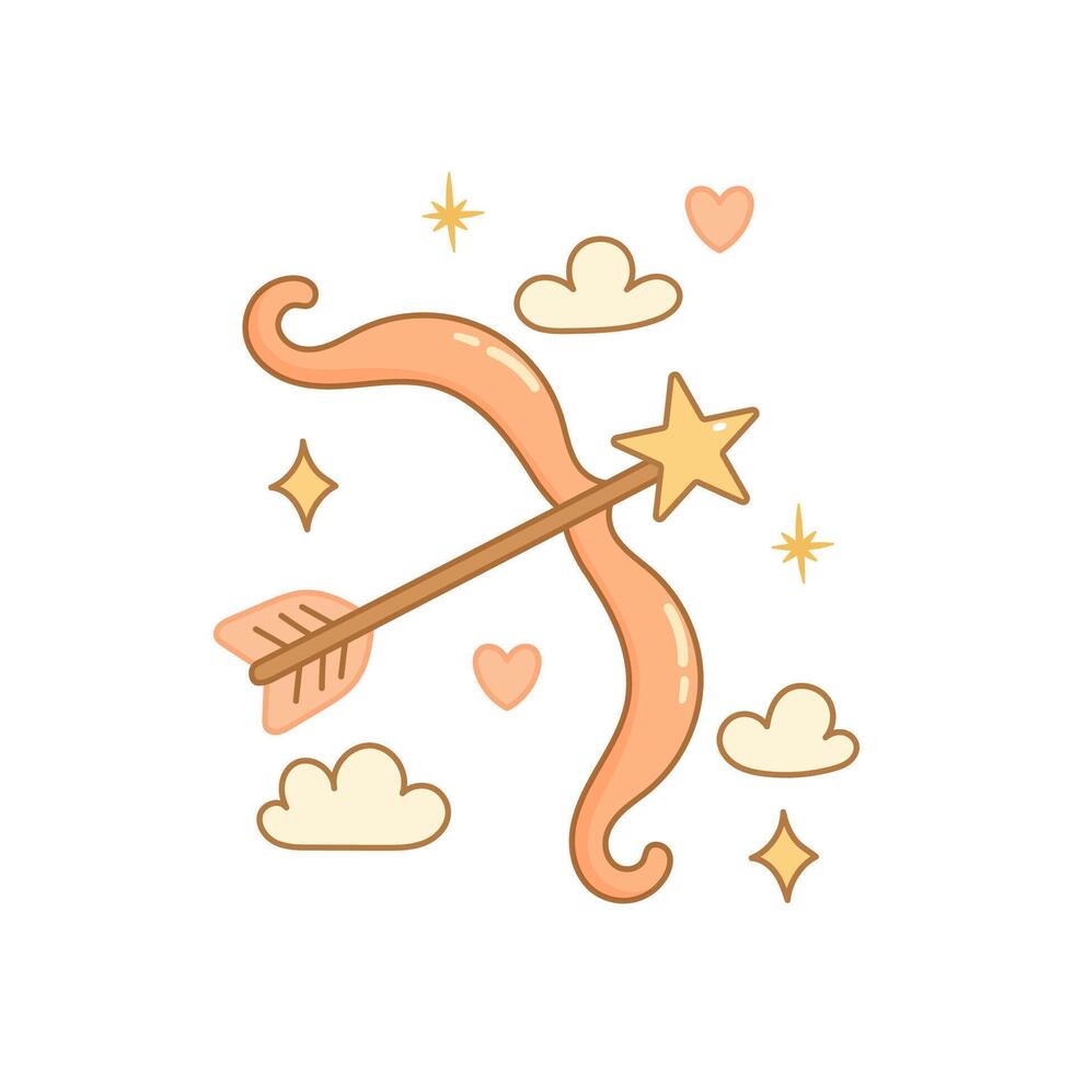 Sagittarius zodiac sign with magical bow and arrow vector