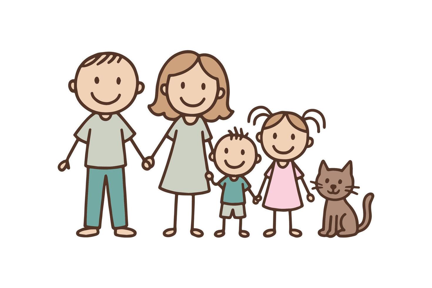 Big happy family. Colored illustration in doodle style vector