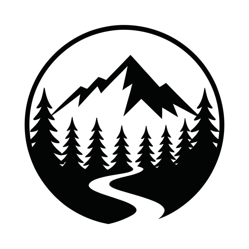 Serene Mountain Trail Nature Scene vector