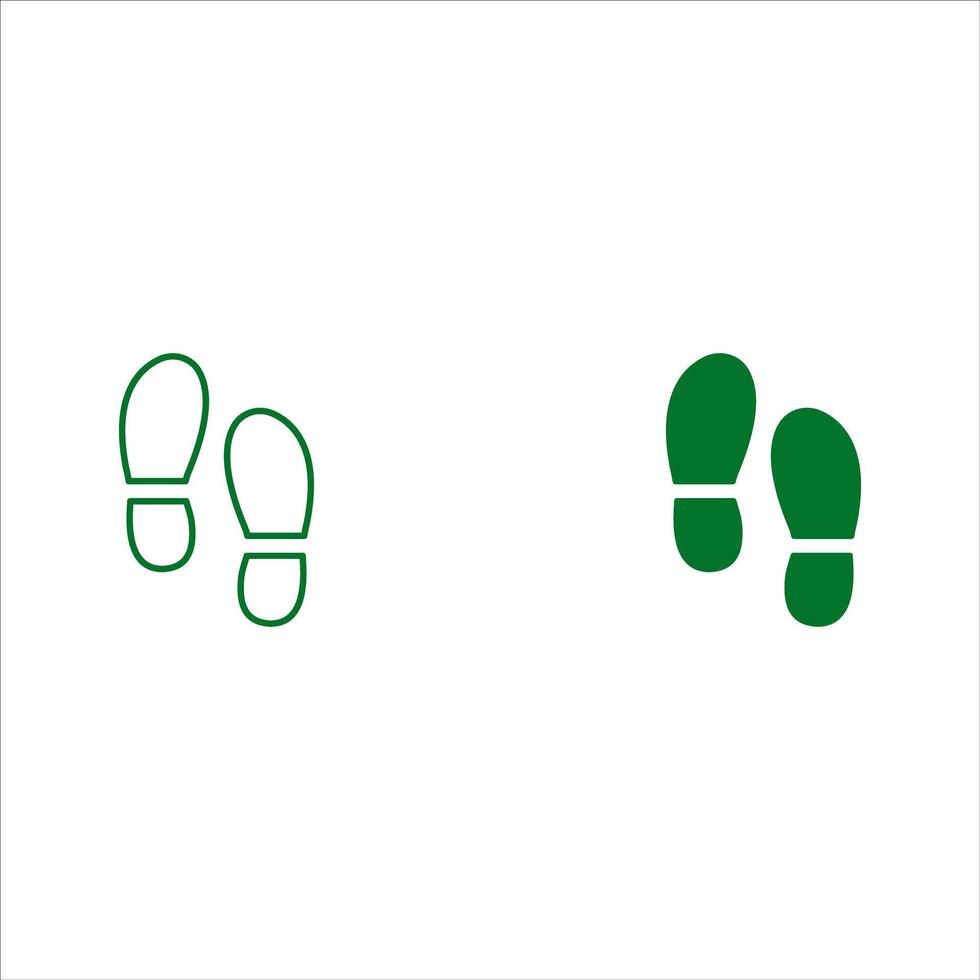 Green footprint shoes silhouette flat illustration design on white background, icon set vector