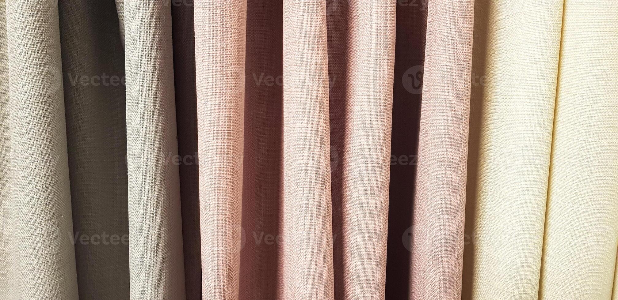 Neutral-Colored Textured Fabric Curtains photo