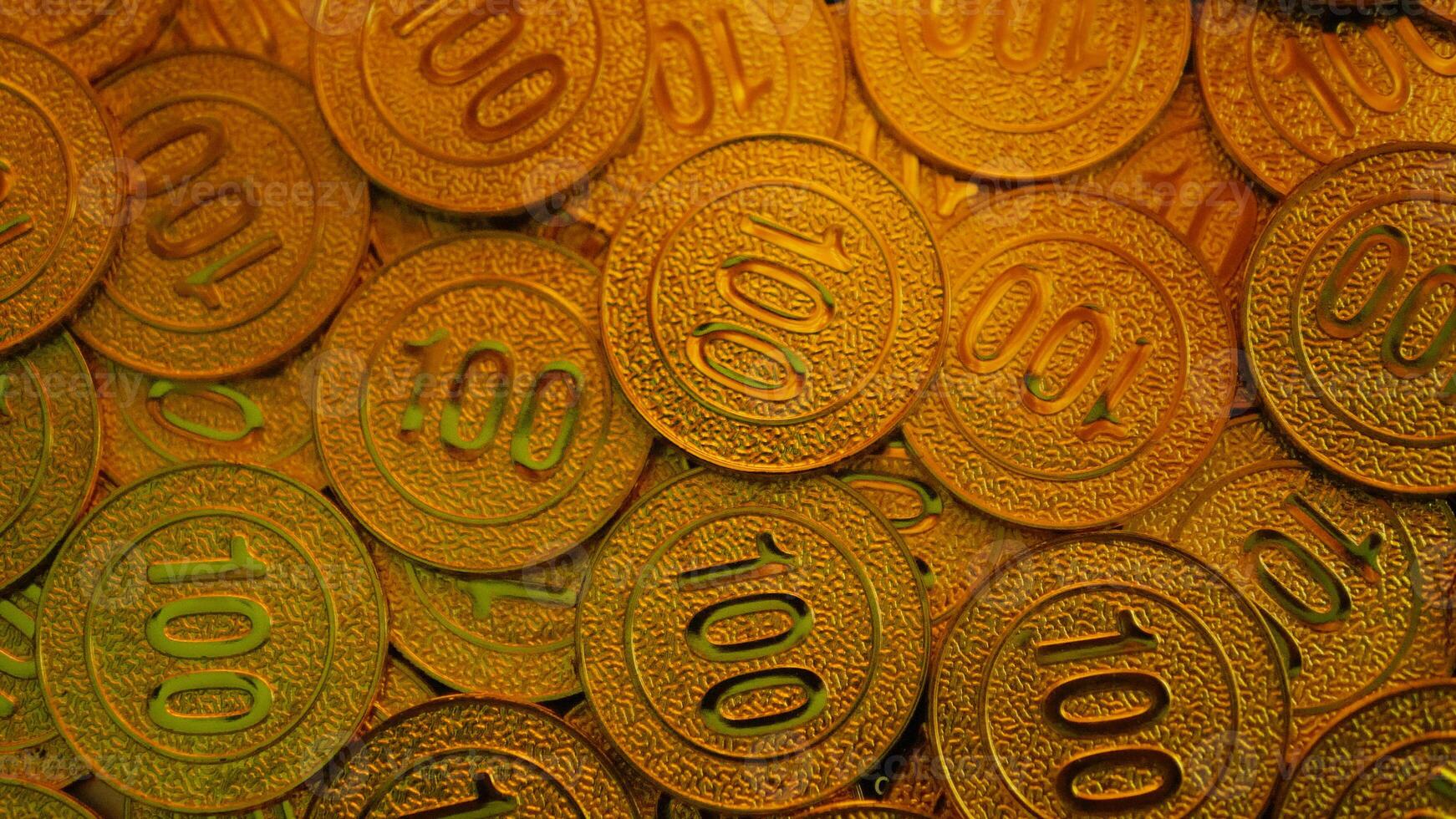 Gold coins and investment in the gold market, a tool to show wealth and financial stability. photo