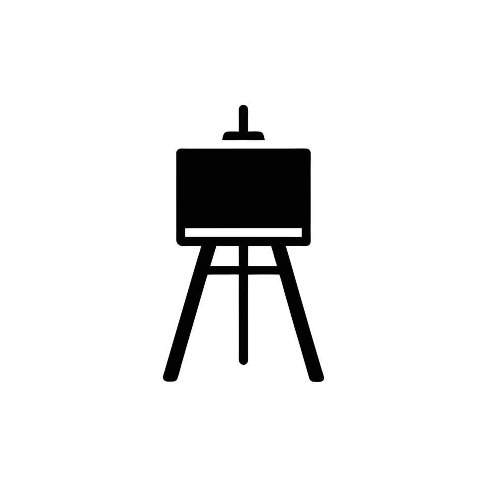 Black Art Easel Stand Icon Isolated on White Background vector