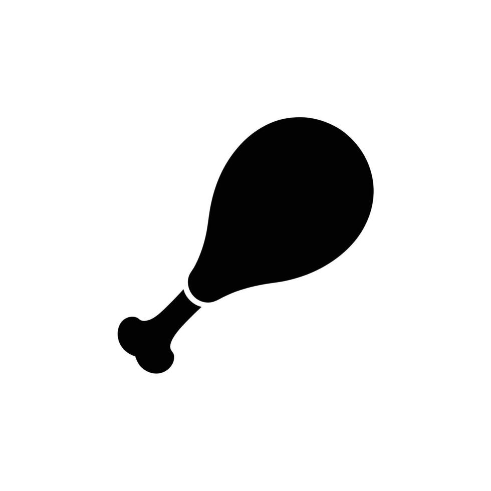 Black Chicken Leg Drumstick Icon Isolated on White Background vector