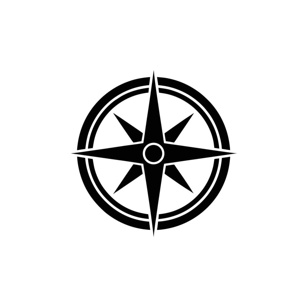 Black Compass Rose Navigation Icon Isolated on White Background vector