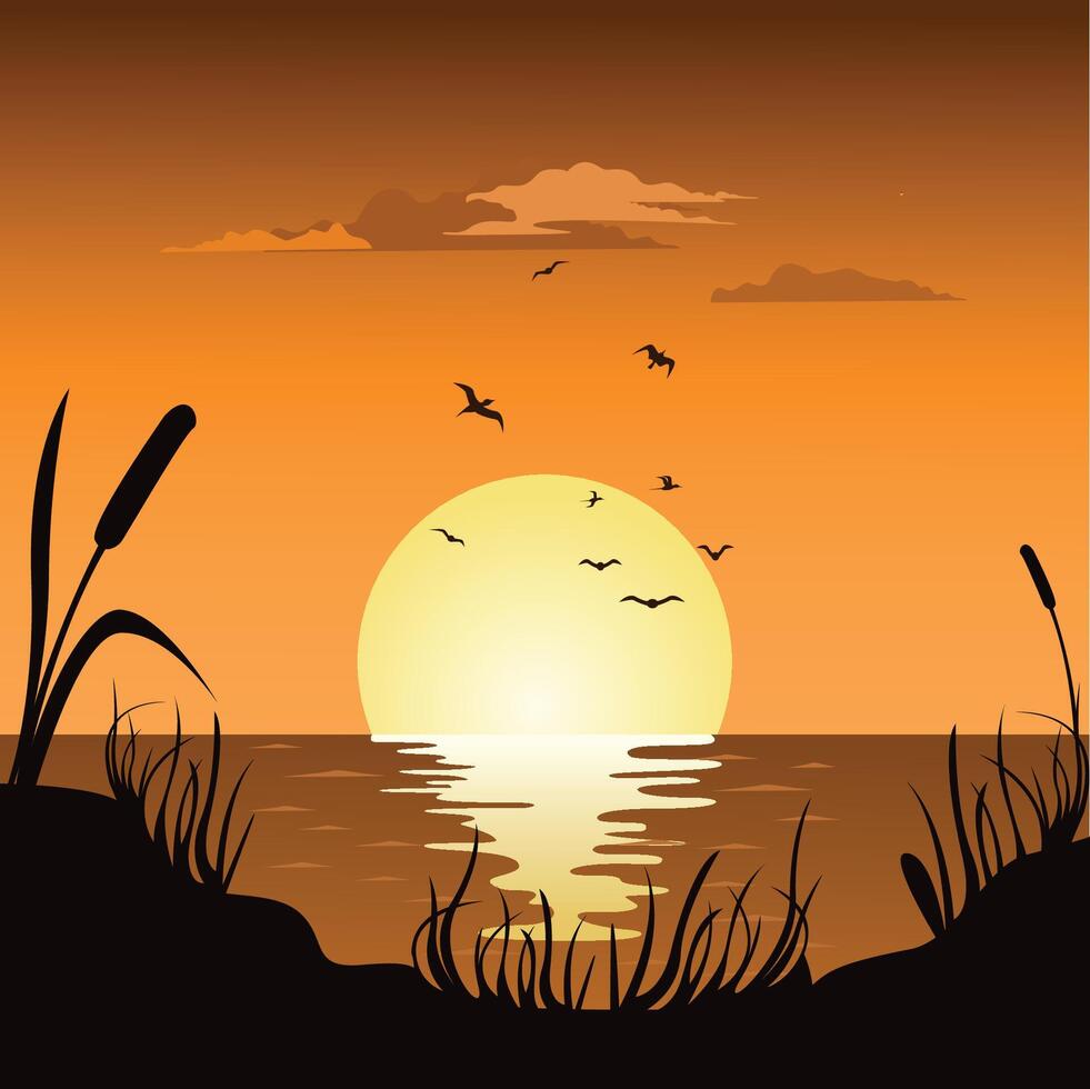 Sunrise view illustration vector