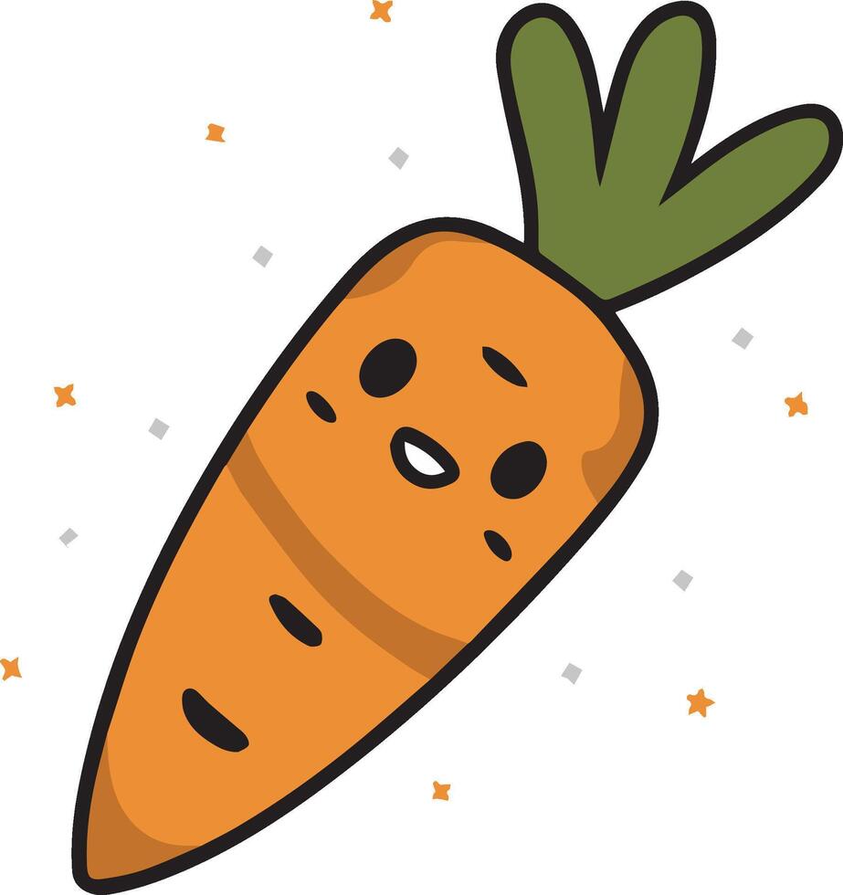 Simple Hand Drawn Cartoon Carrot with Smile vector