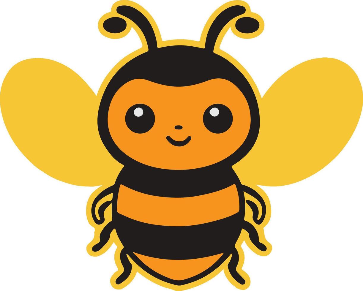 Cute Yellow Cartoon Bee vector