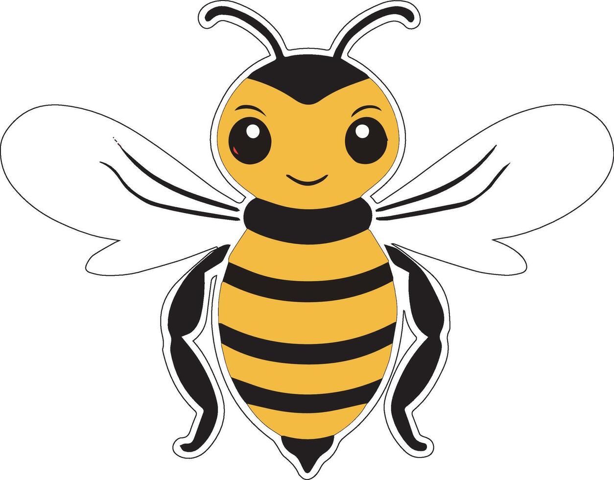 Adorable Flying Bee with Smile Icon vector