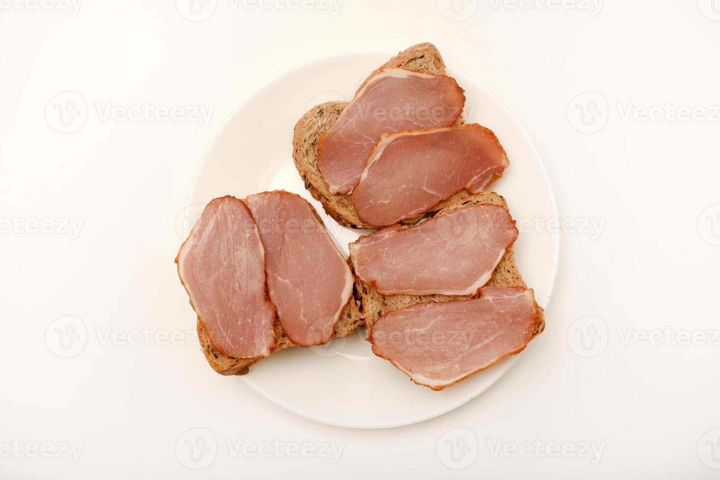 Ham sandwiches. Ham cut into thin slices. Italian-style sandwich with thin salami slices photo