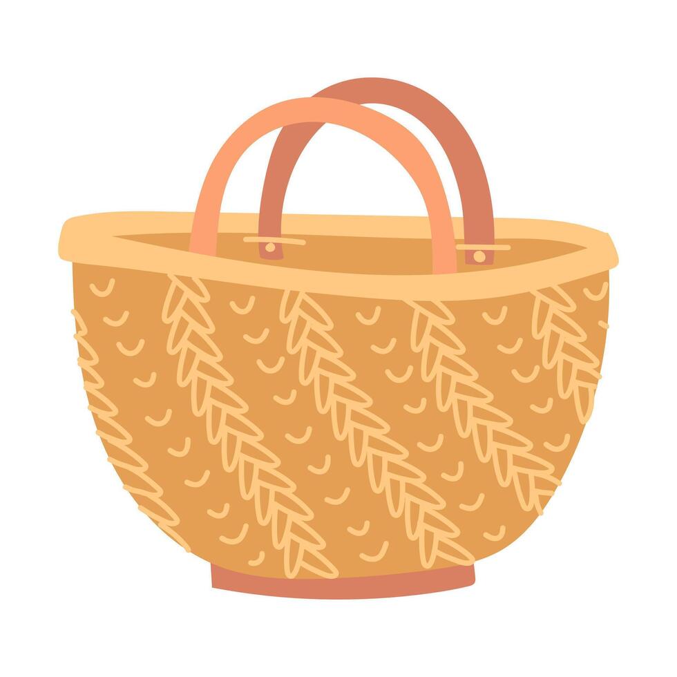 Crochet and knitting bag. Handmade bag. Cozy atmosphere. Handmade. Flat color isolated illustration. For postcards, packaging design, social media posts, and the theme of care and coziness vector