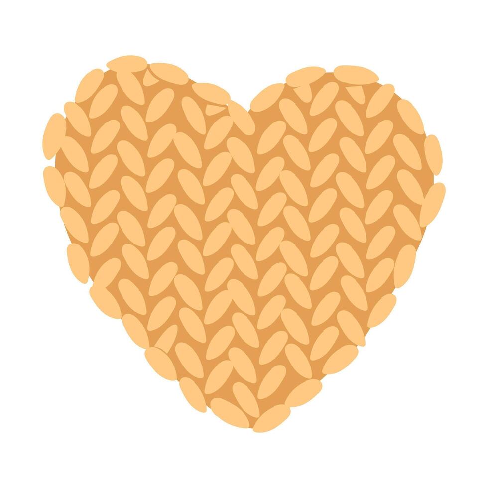 Knitted heart made of cotton threads. Knitting, handwork. A cozy atmosphere. A flat colored isolated illustration. For postcards, packaging design, social media posts, prints, and romantic projects vector