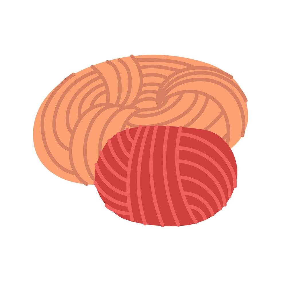 variety of knitting yarns. Round, elongated, and twisted. A separate group of handicrafts. A cozy atmosphere. A flat color illustration. For creating websites about knitting, needlework, and hobbies vector