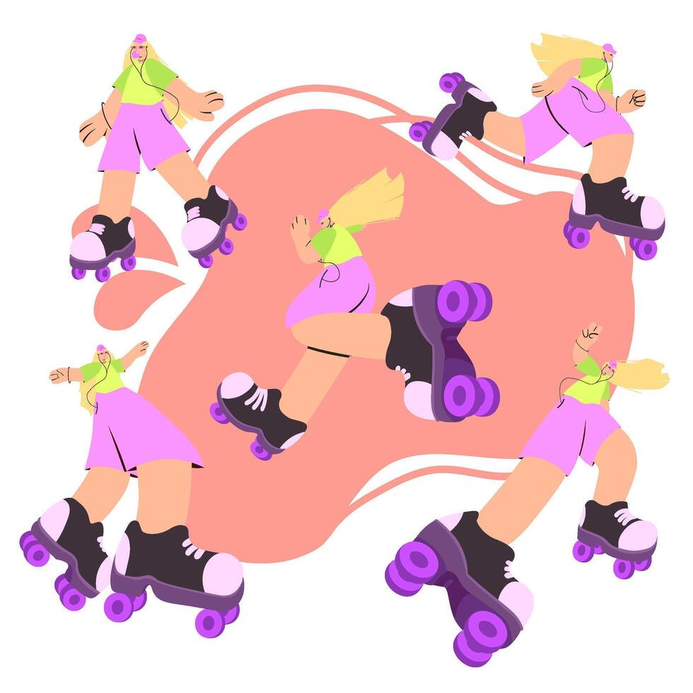 Colorful roller skater graphic design vector