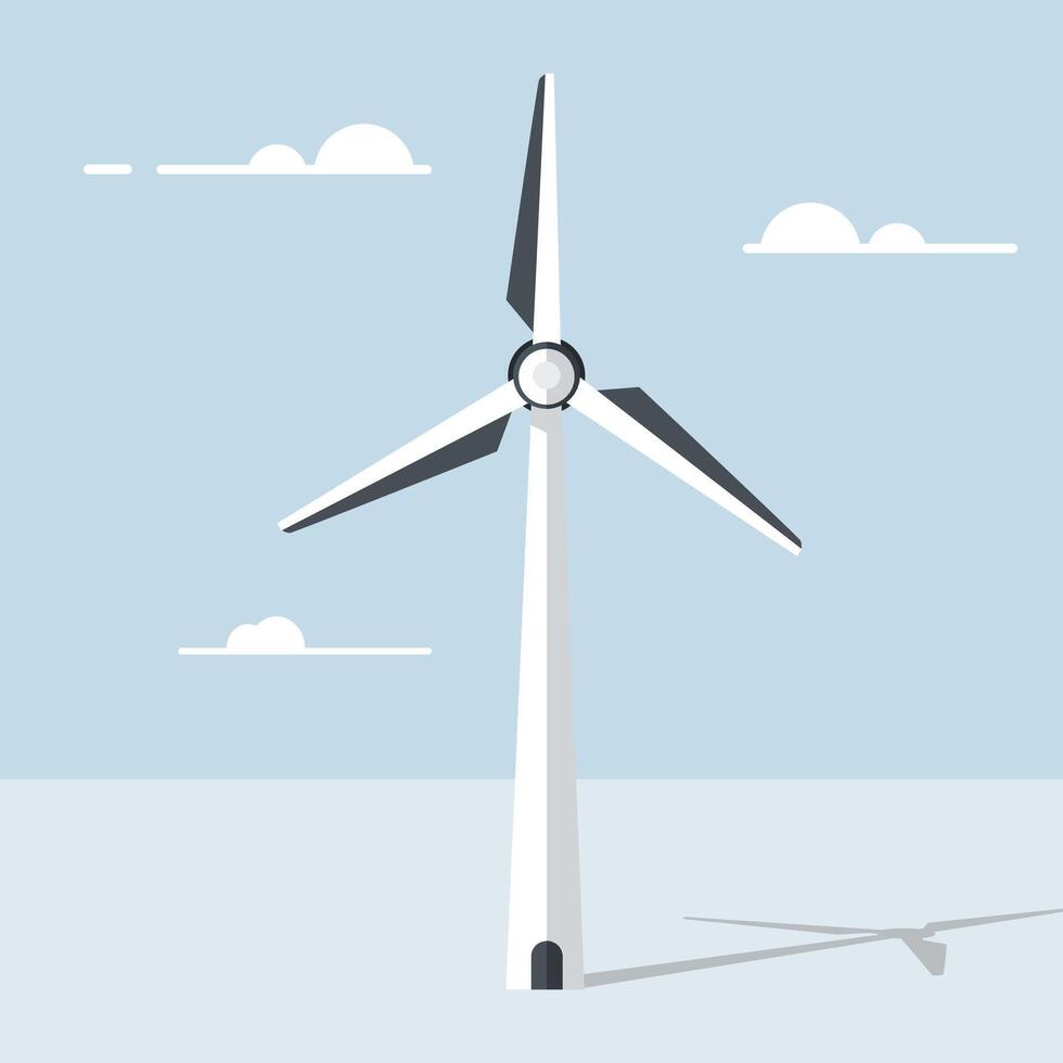 wind turbine or wind power station with long vanes. Renewable wind energy green and alternative eco energy concept. 3d icon. Cartoon minimal style. vector