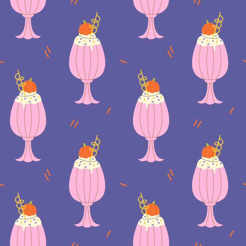 Seamless pattern with a cocktail and a straw for Halloween vector