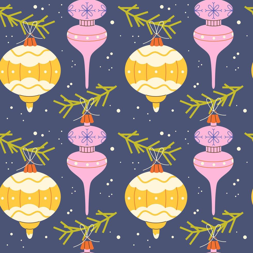 Christmas seamless pattern with Christmas tree decorations vector